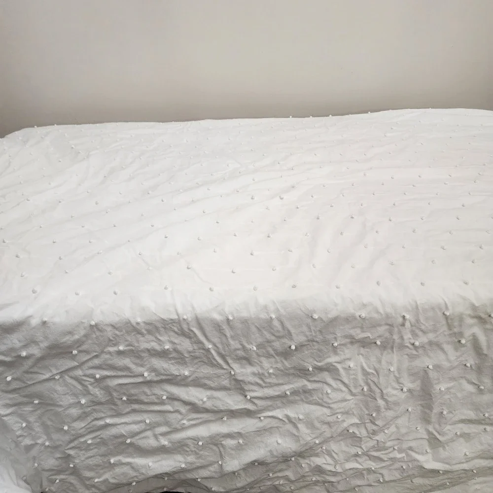 Ballard Design Colette French Knot Twin Sz‎ Duvet Cover White 100% Cotton